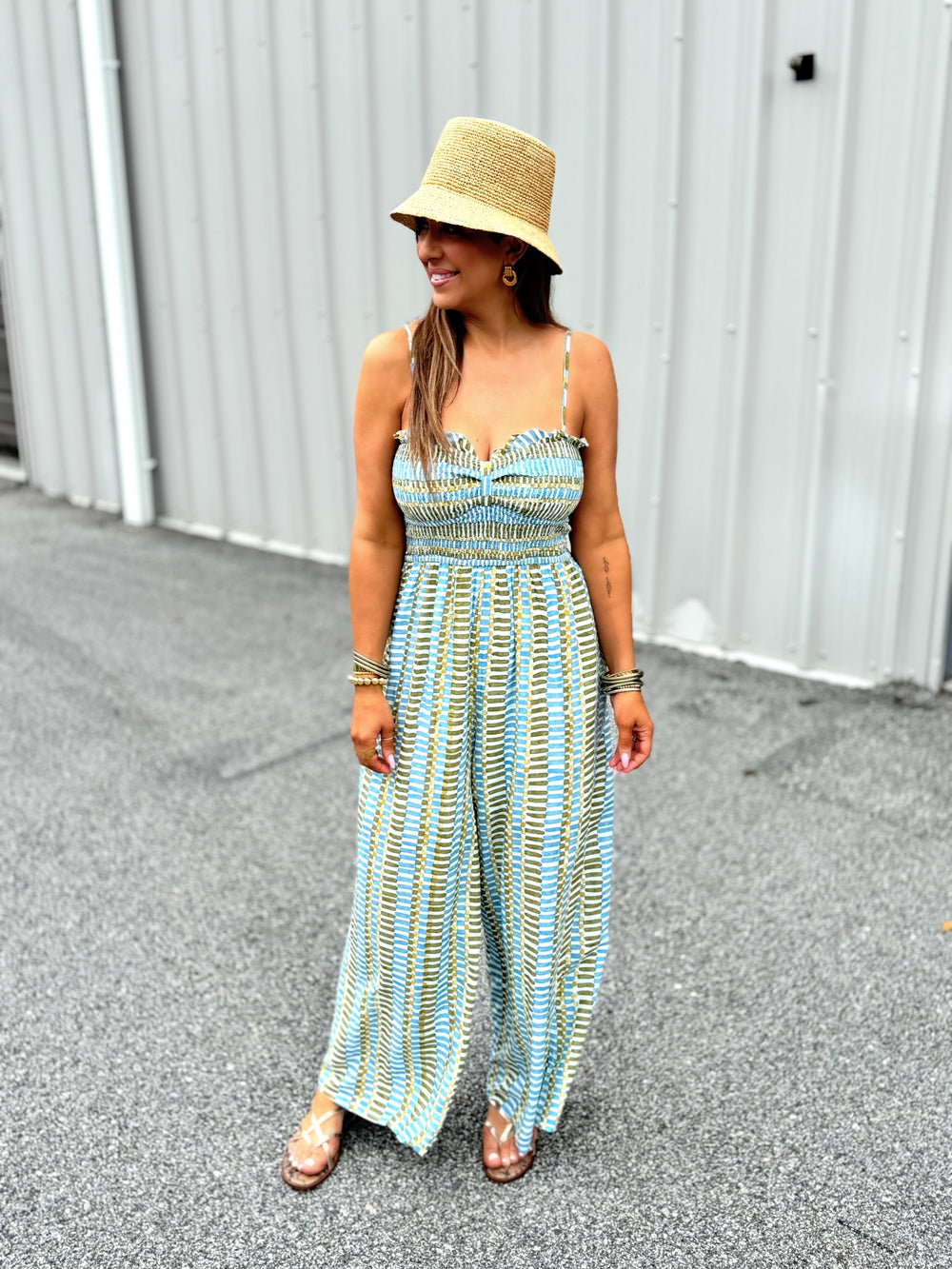 Summer jumpsuits, Vacation jumpsuits, Spring break jumpsuits, Blue and green jumpsuit, Short sleeve pant jumpsuit, Costal jumpsuit