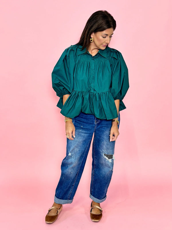 Elle Blouse - Hunter Green