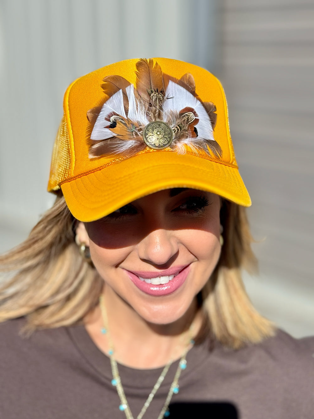 Trucker Hat, Yellow trucker hat, Trucker hats for concerts, Southern trucker hat , Briley King tucker hats, southern girl trucker hats, fun trucker hats