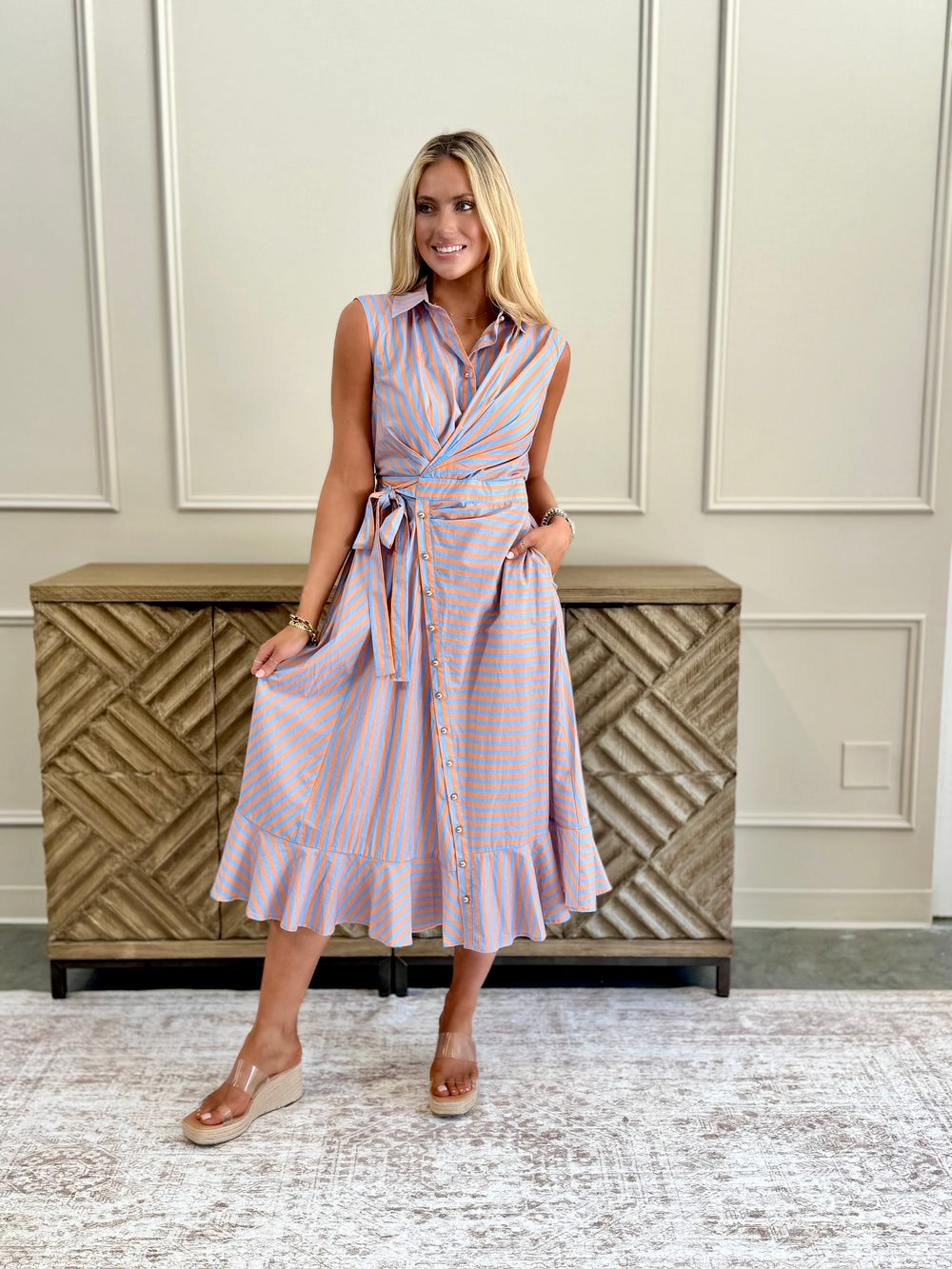 Wren Stripe Wrap Dress