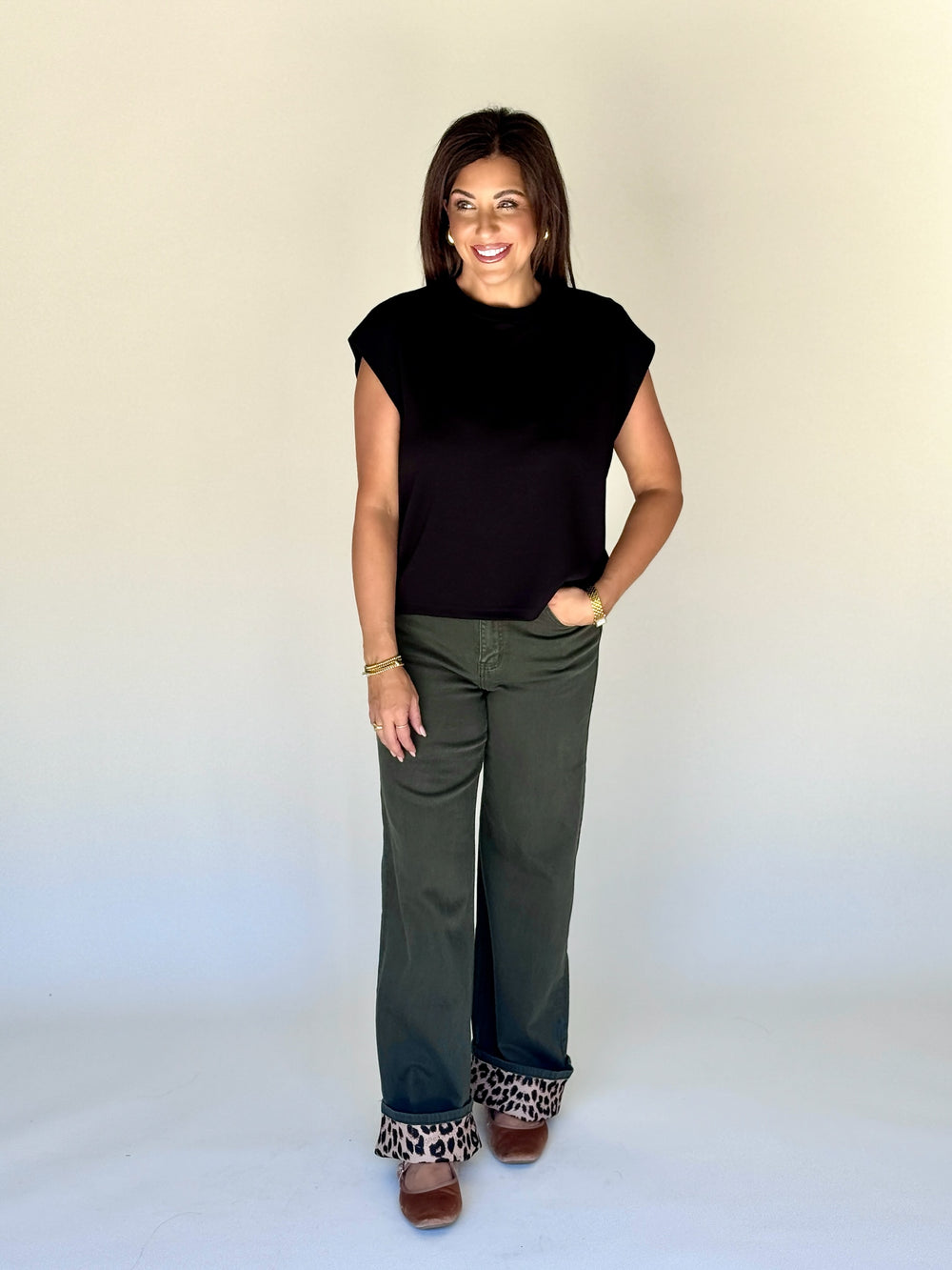 Elevated Cap Sleeve Top - Black