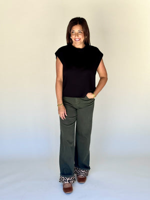 Elevated Cap Sleeve Top - Black