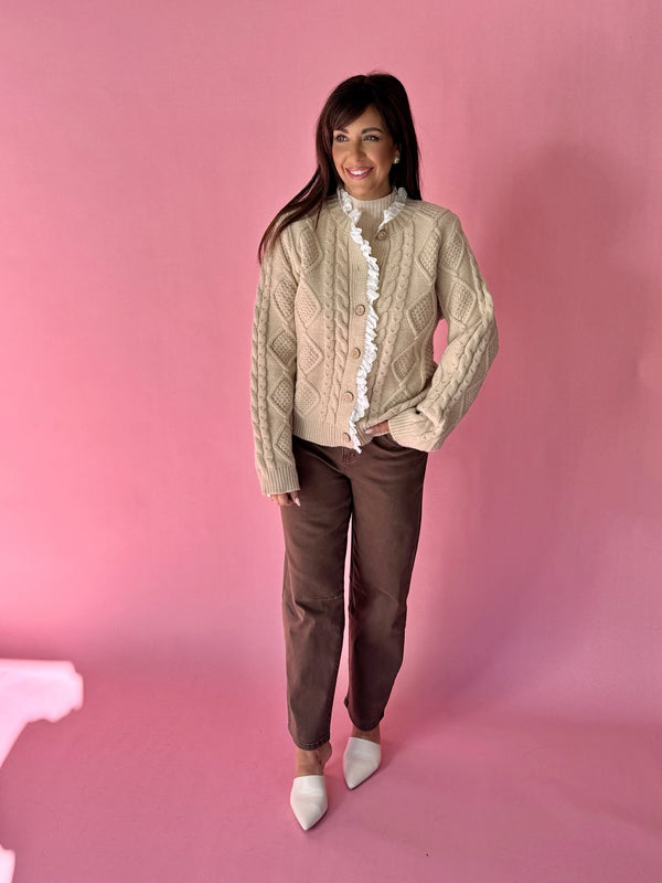 Eyelet Trim Cardigan