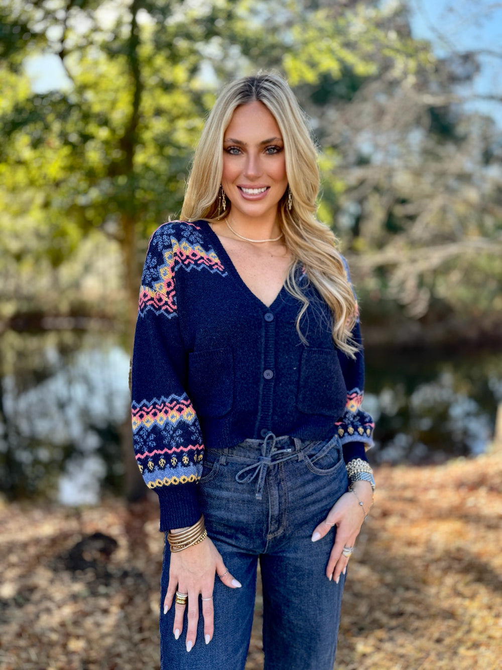 Navy Fair Isle Cardigan