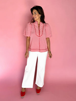 Perfectly Polished Red Gingham Top