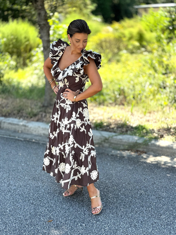 Chocolate Embroidered Dress