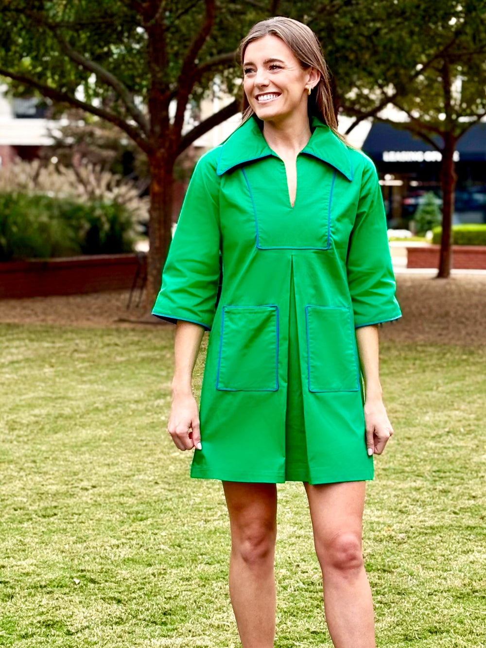 Cassidy Short Green & Blue Dress