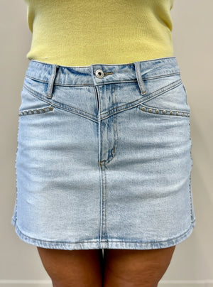Studded Denim Skirt