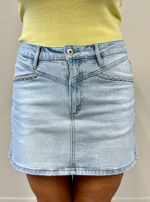 Studded Denim Skirt