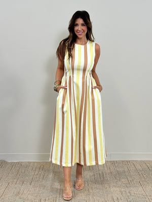 Sand Stripe Midi Dress