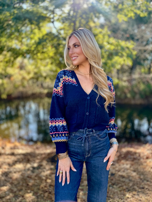Navy Fair Isle Cardigan