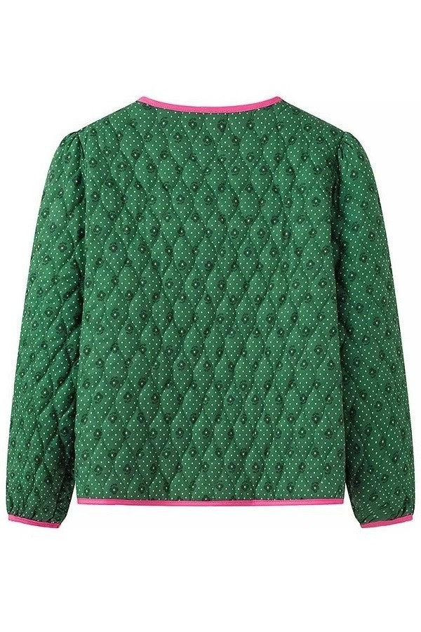Floral Print Button Down Quilted Jacket