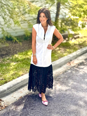 Lace Trim Shirt Dress