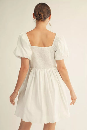 Scallop Hem White Dress