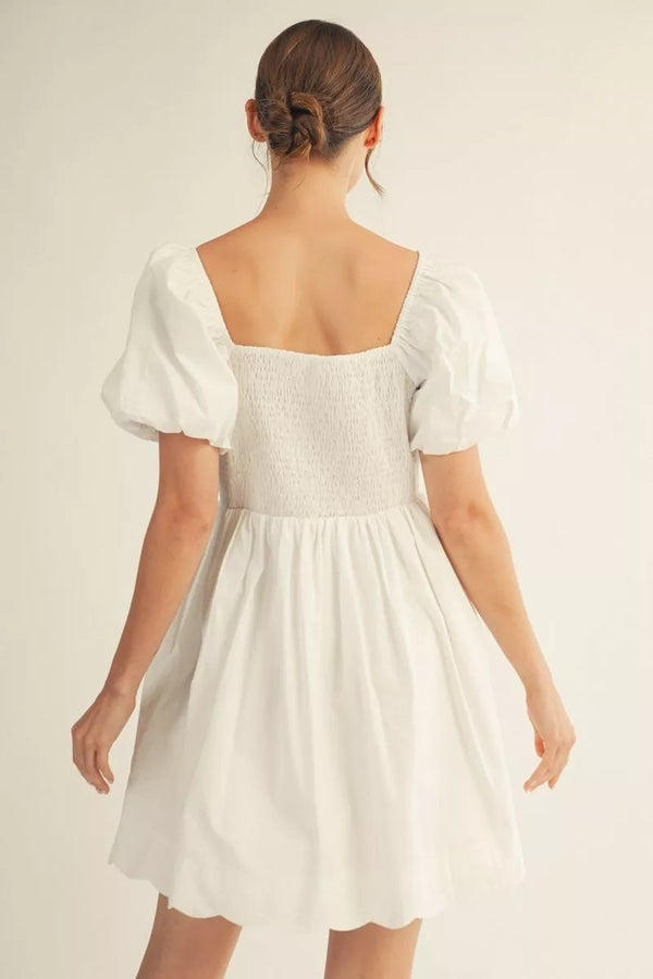 Scallop Hem White Dress