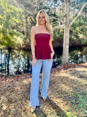 Strapless Cabernet Top