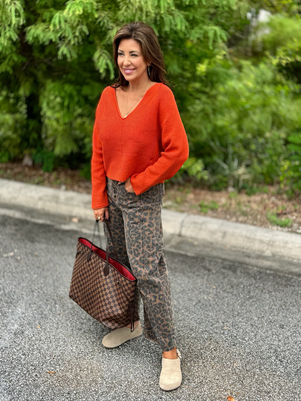 Shera V-Neck Top - Dark Coral