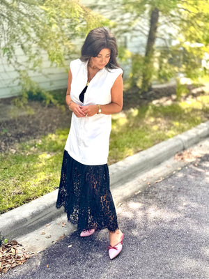 Lace Trim Shirt Dress