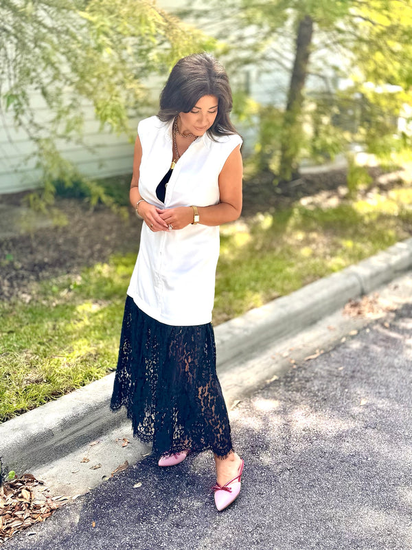 Lace Trim Shirt Dress