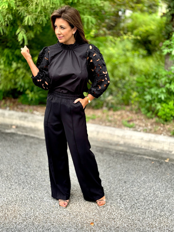 THML Black Eyelet Top