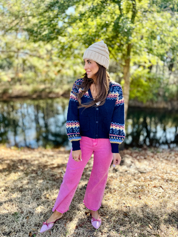 Acid Wash Stretch Denim - Hot Pink