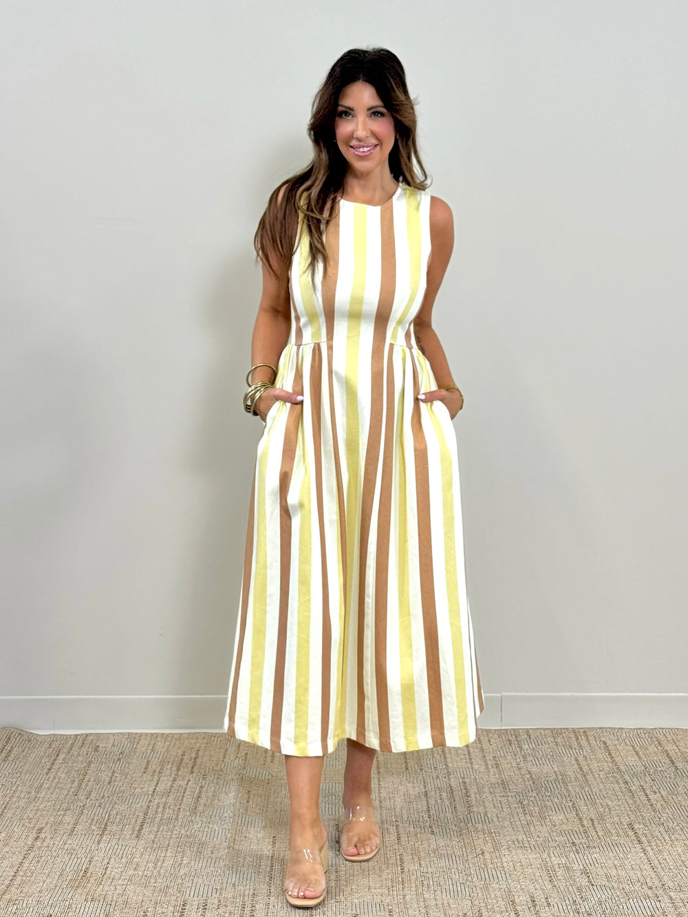butter yellow stripe dress

