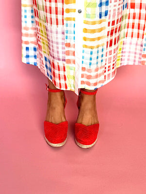 Becca Espadrille Wedge Sandals - Red