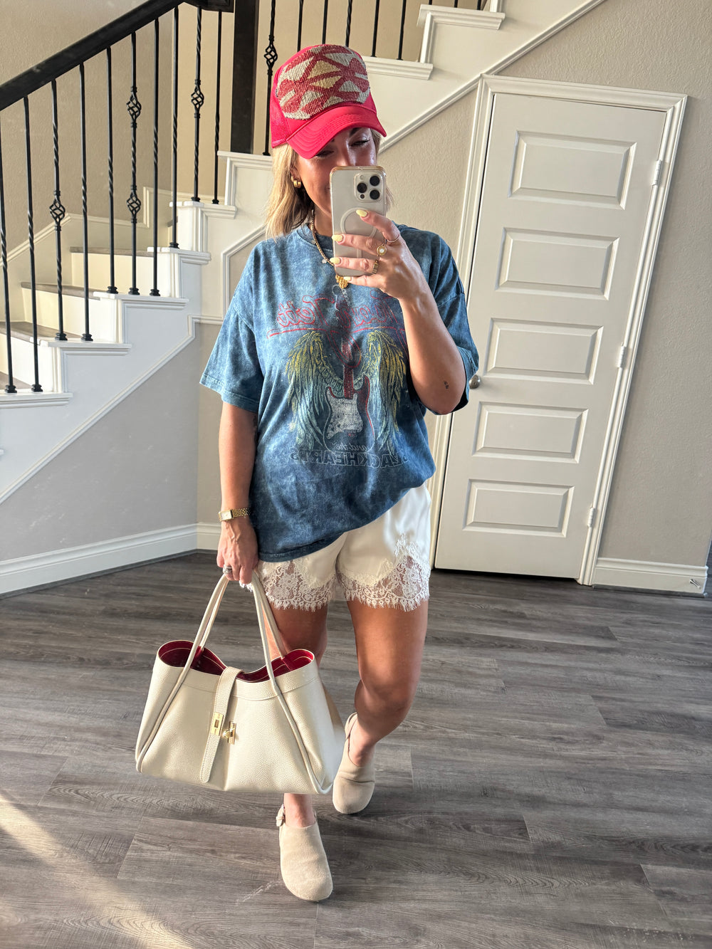 Lace Trim Shorts - Cream