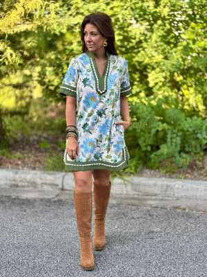 Fall Florals Dress - Ecru