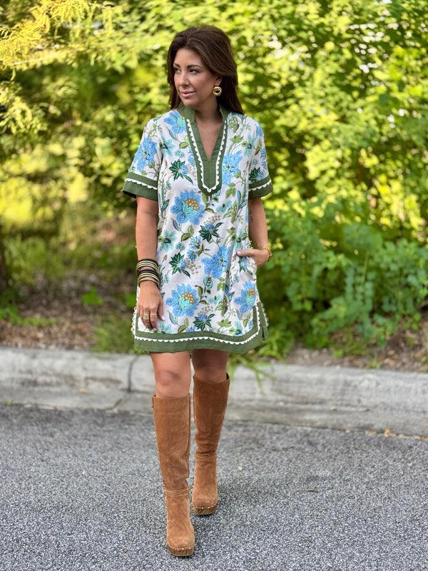 Fall Florals Dress - Ecru