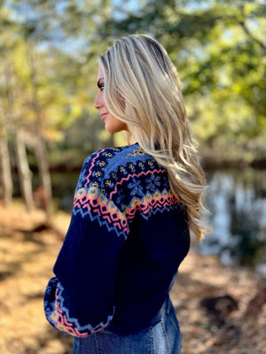 Navy Fair Isle Cardigan