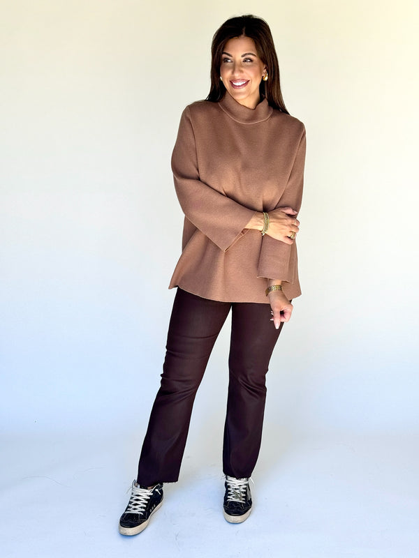 Camel Mock Neck Top