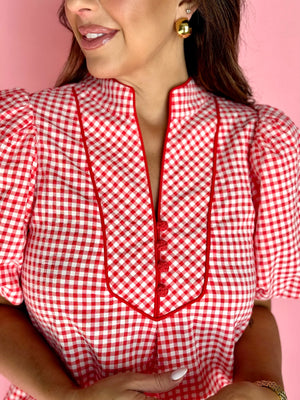 Perfectly Polished Red Gingham Top