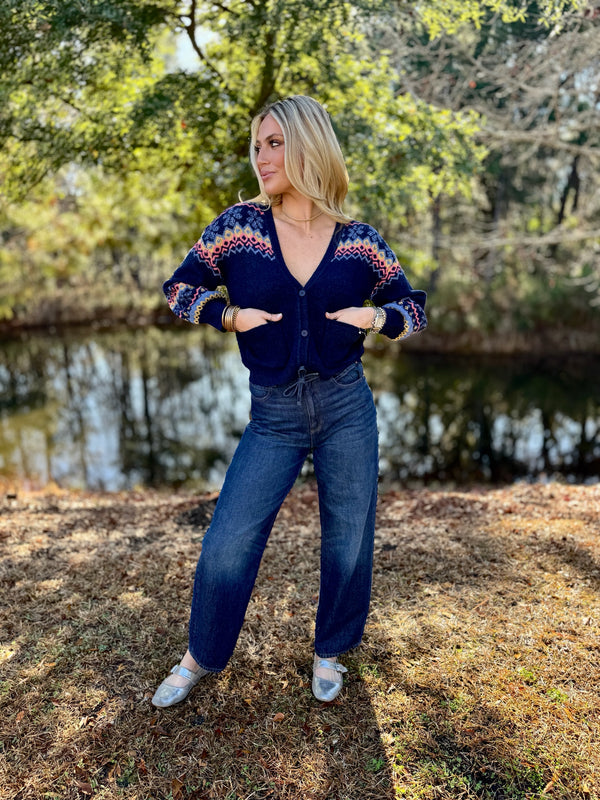 Navy Fair Isle Cardigan