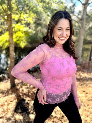 One To Remember Rose Lace Layering Top