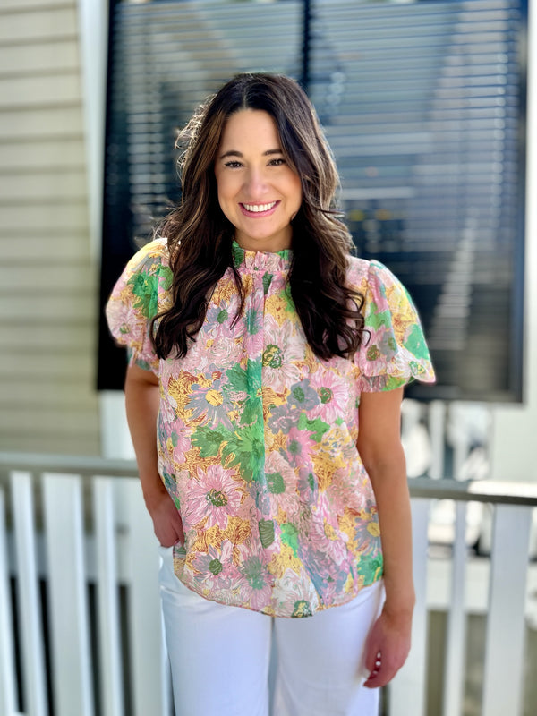 spring top, floral top, easter top, summer top, pastel color 