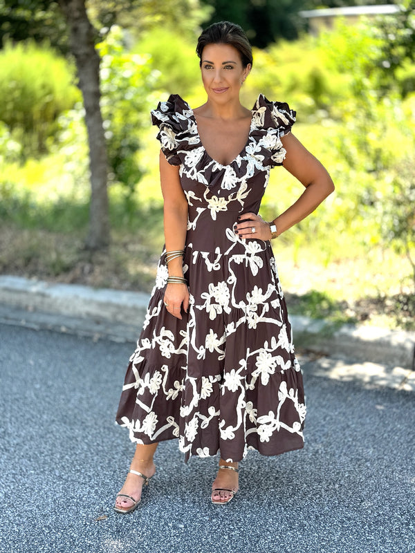 Chocolate Embroidered Dress