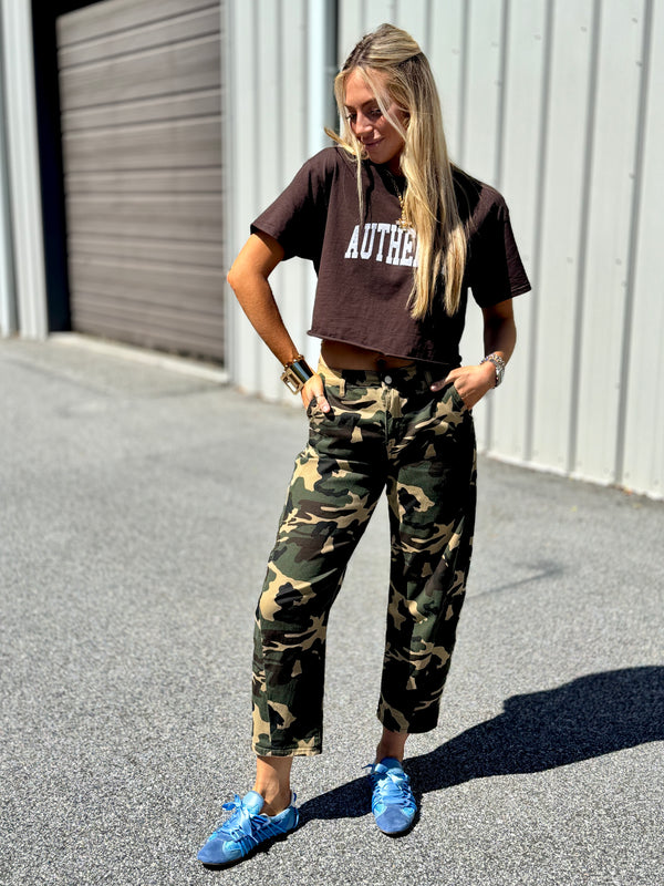 Brown Authentic Crop Tee