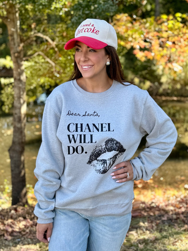 Dear Santa Chanel Crewneck - Grey