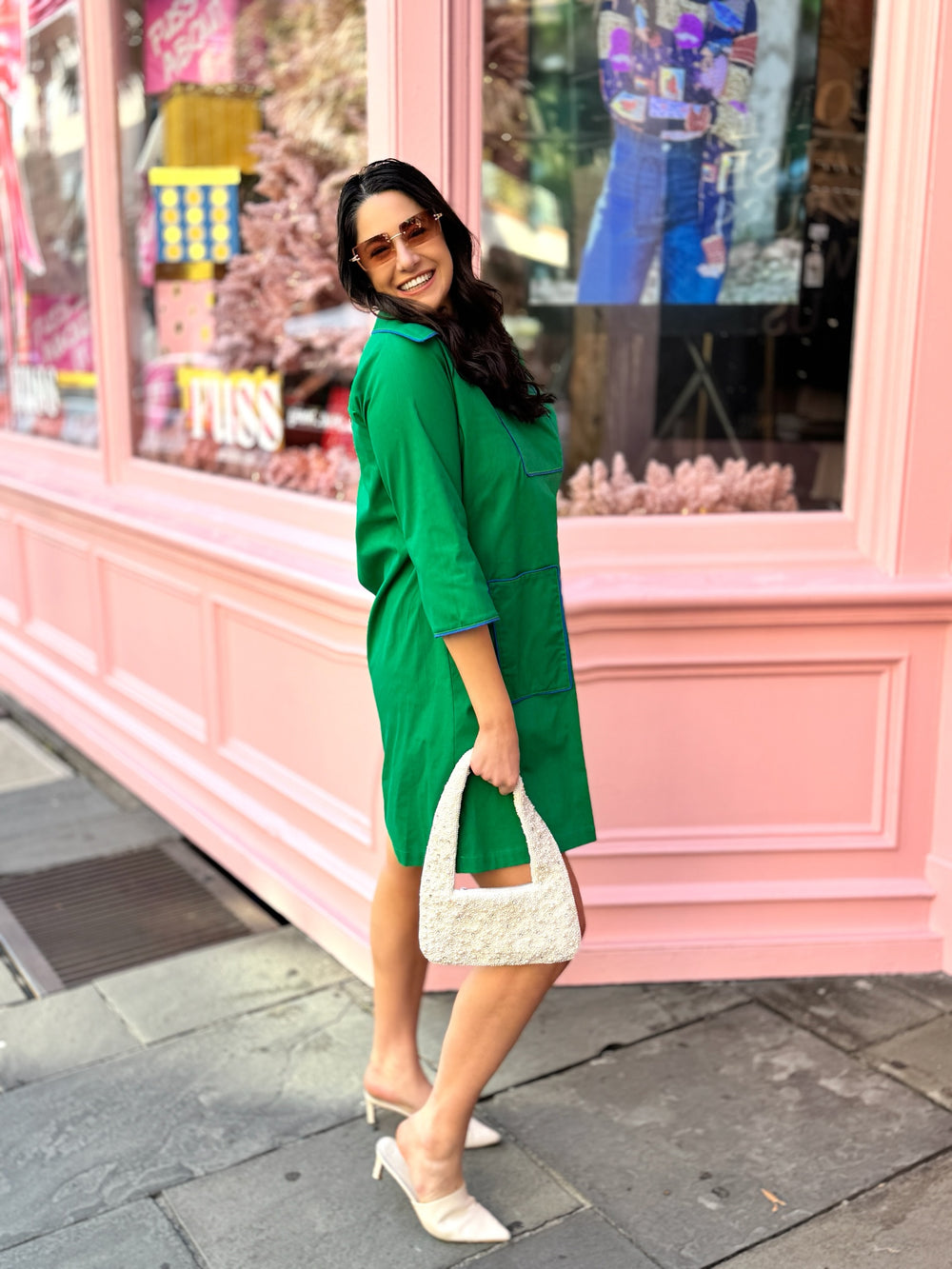 Cassidy Short Green & Blue Dress