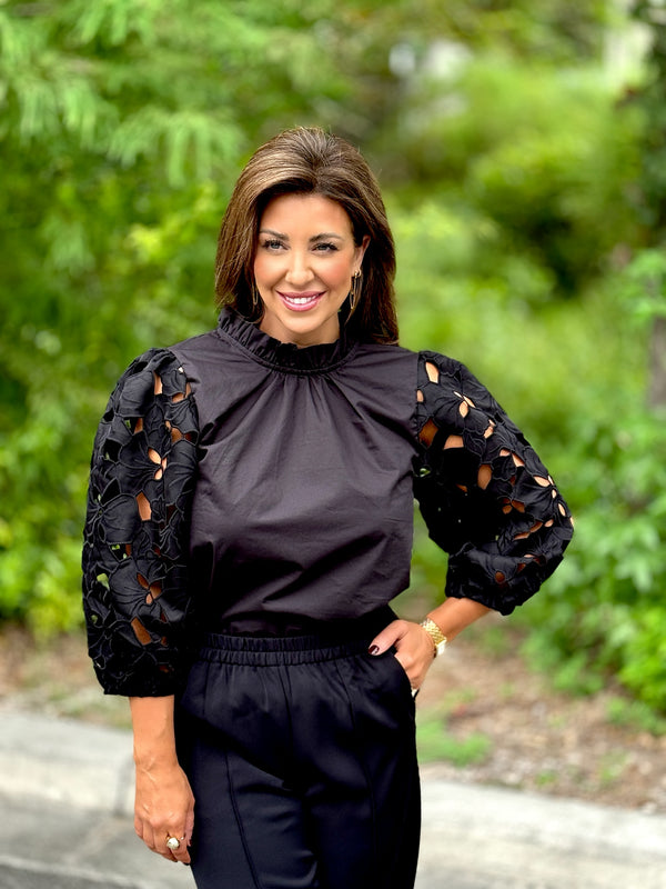 THML Black Eyelet Top