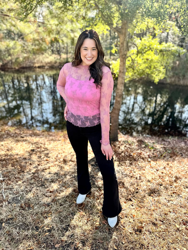 One To Remember Rose Lace Layering Top