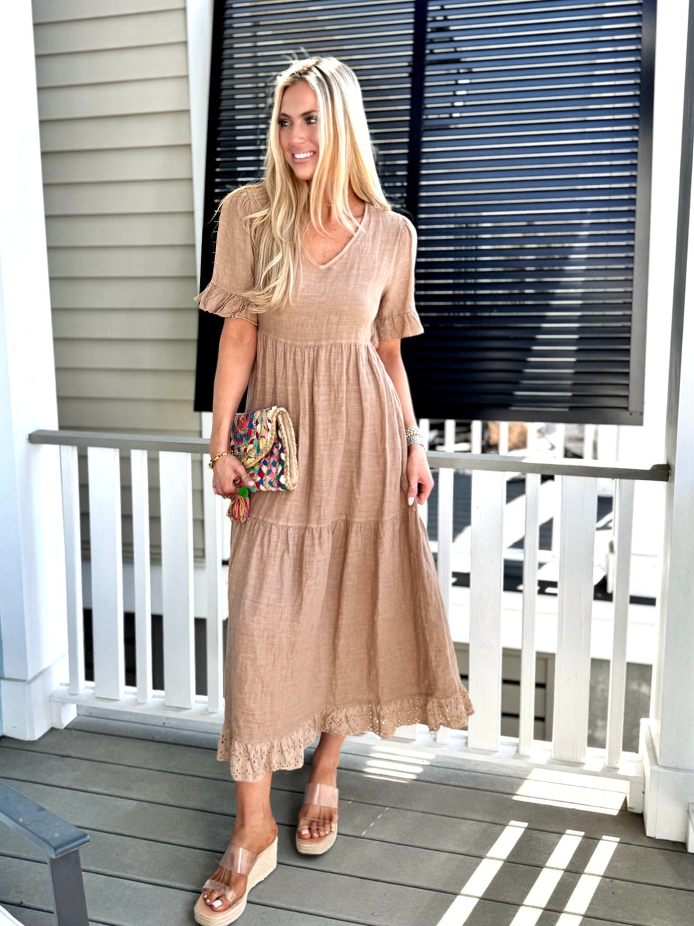 Linen Open Back Maxi Dress