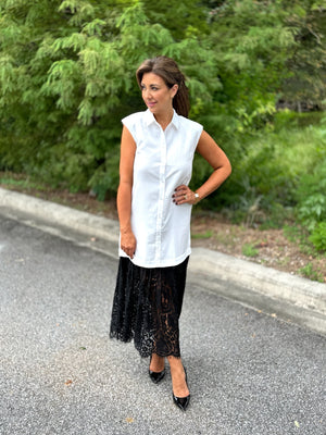 Lace Trim Shirt Dress