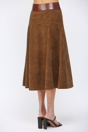 Belted Suede Skirt