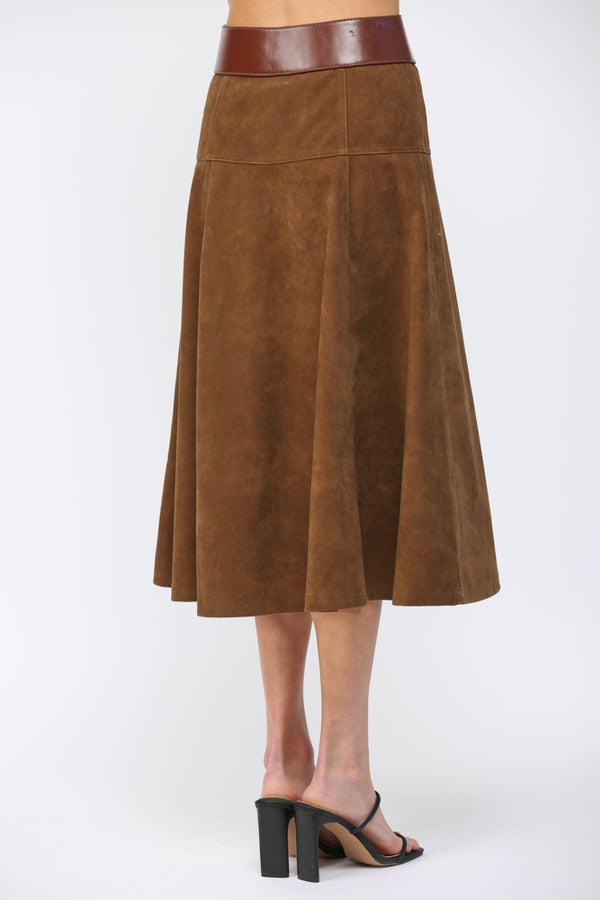 Belted Suede Skirt