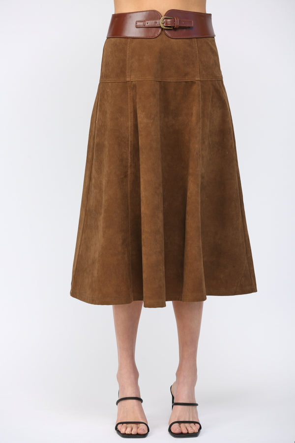Belted Suede Skirt
