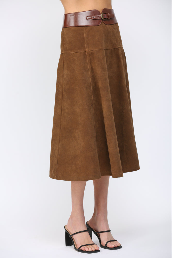 Belted Suede Skirt