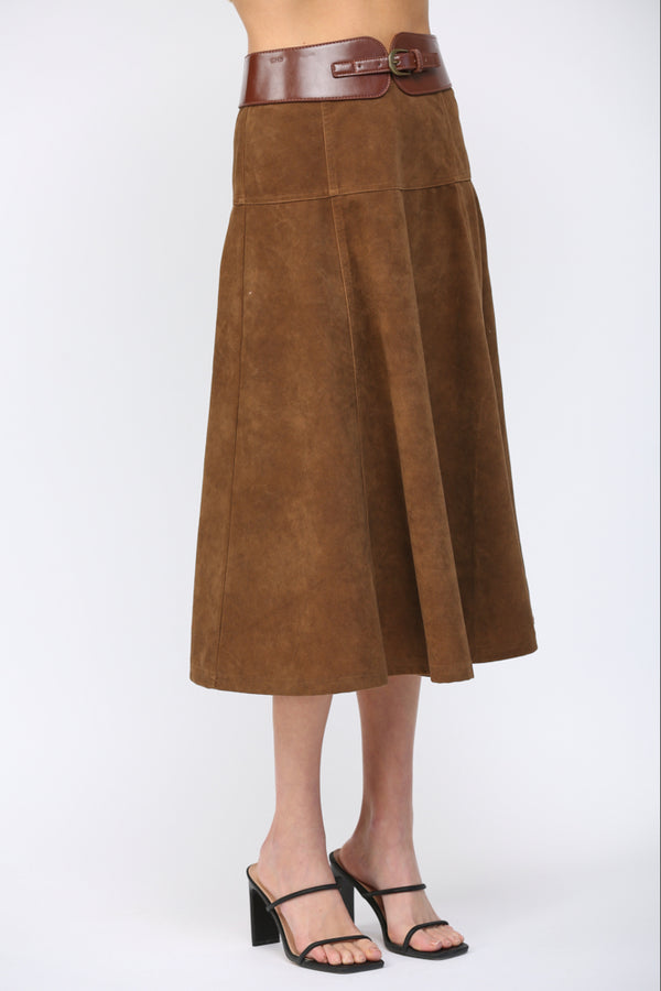 Belted Suede Skirt