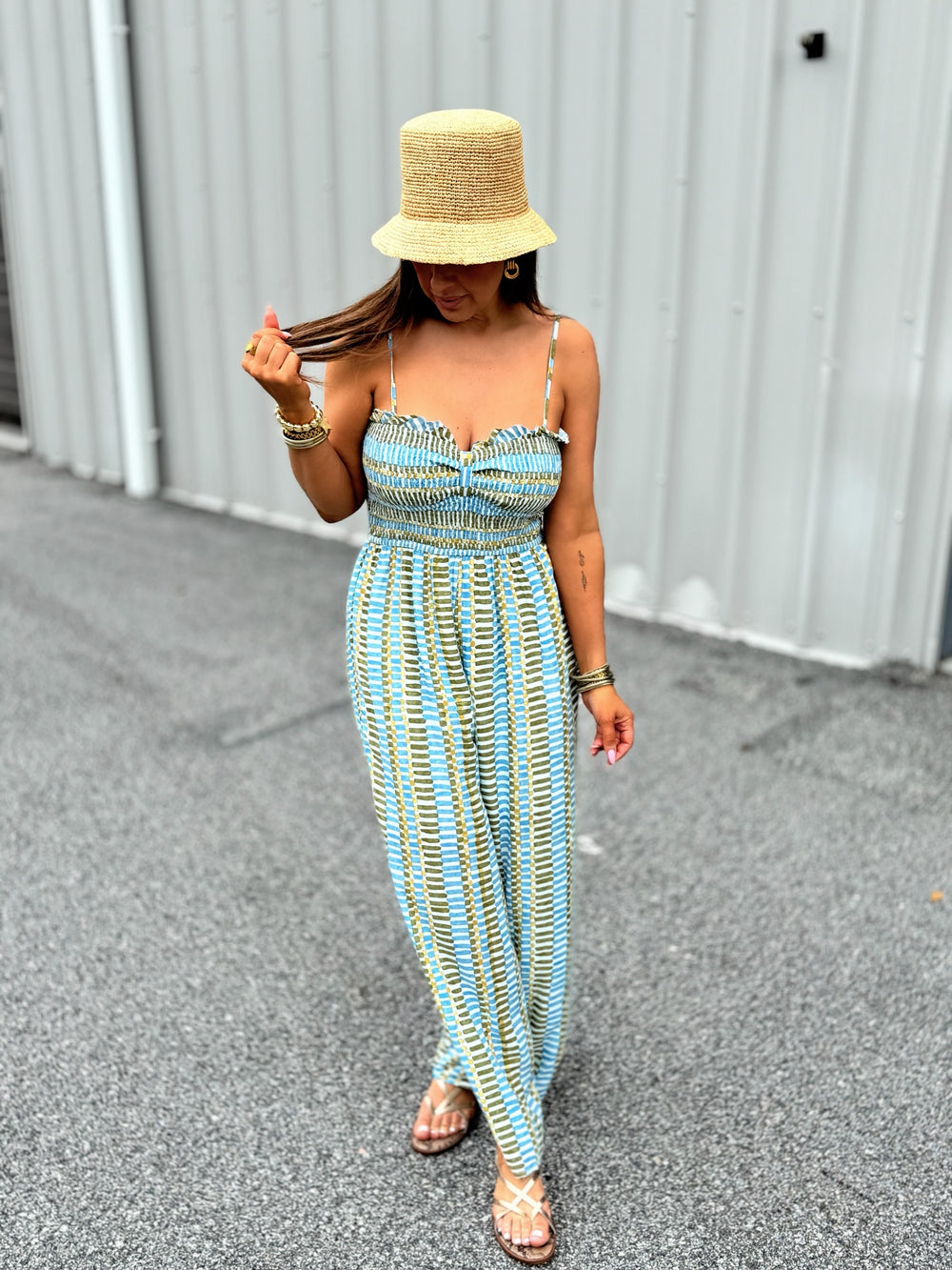 Summer jumpsuits, Vacation jumpsuits, Spring break jumpsuits, Blue and green jumpsuit, Short sleeve pant jumpsuit, Costal jumpsuit